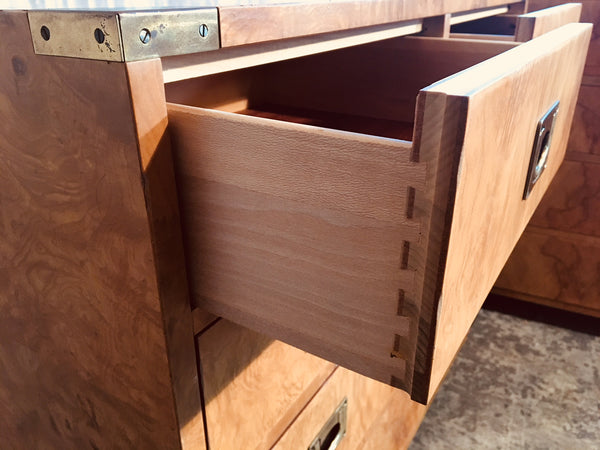 Pair of Henredon Burl Wood Campaign Dressers