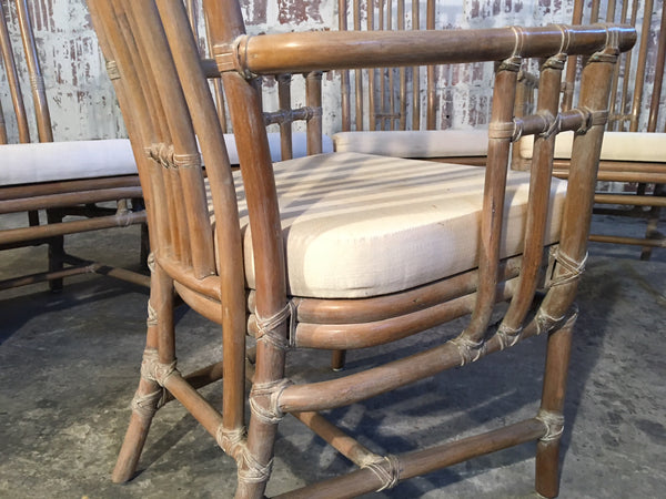Set of Six Bamboo Pagoda Dining Chairs by McGuire