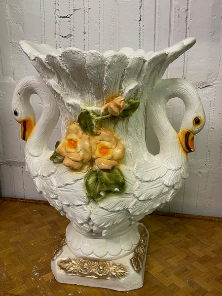 Large Double Swan Vase or Planter