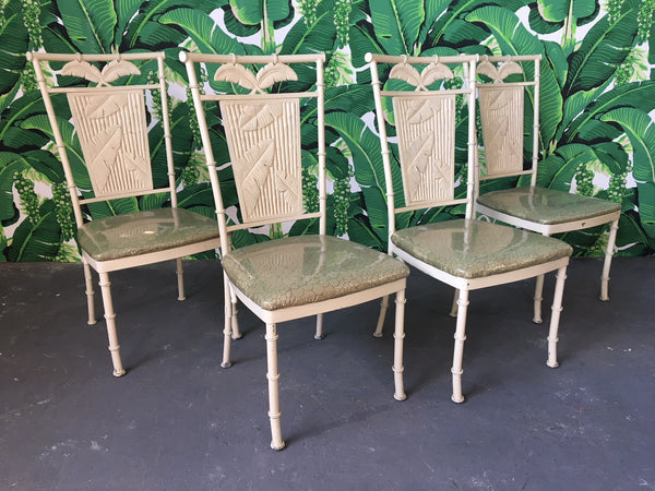 Metal Faux Bamboo Palm Tree Chairs