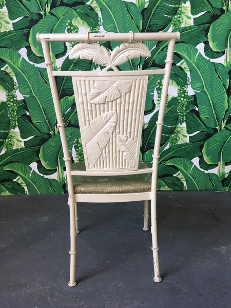 Set of Four Metal Faux Bamboo Palm Tree Chairs