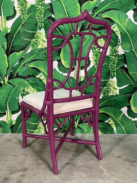 Rattan Cathedral Dining Chairs in the Manner of McGuire