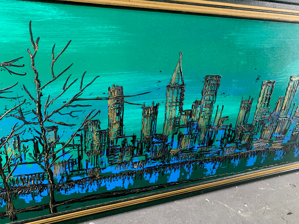 1970s Cityscape Landscape Abstract Painting