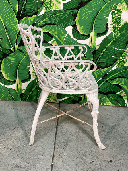 Cast Metal Garden Patio Chairs in the Manner of Frances Elkins, Set of 8
