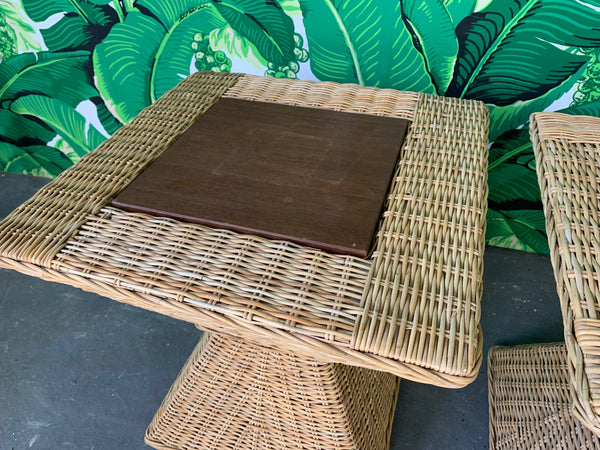 Wicker Sculptural End Tables, Set of 2