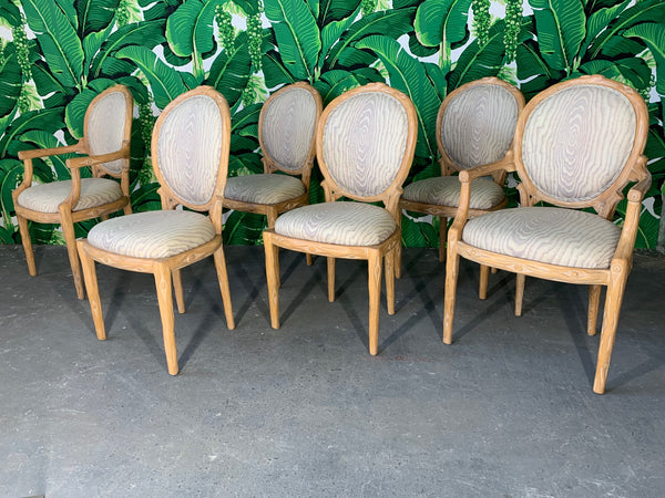 Vintage Faux Bois Dining Chairs, Set of 6