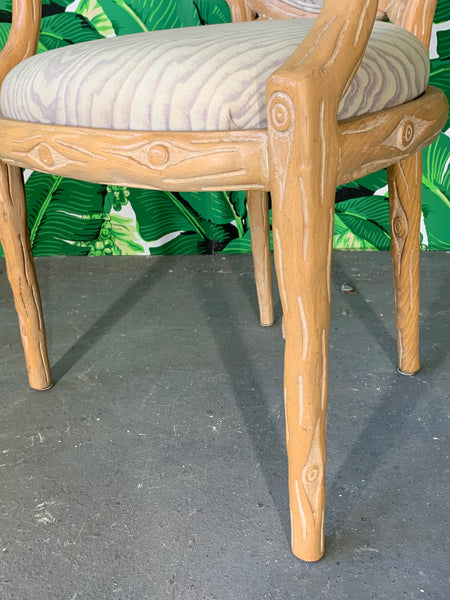 Vintage Faux Bois Dining Chairs, Set of 6