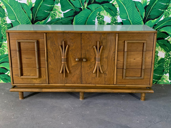 Polynesian Tiki Style Rattan Dresser