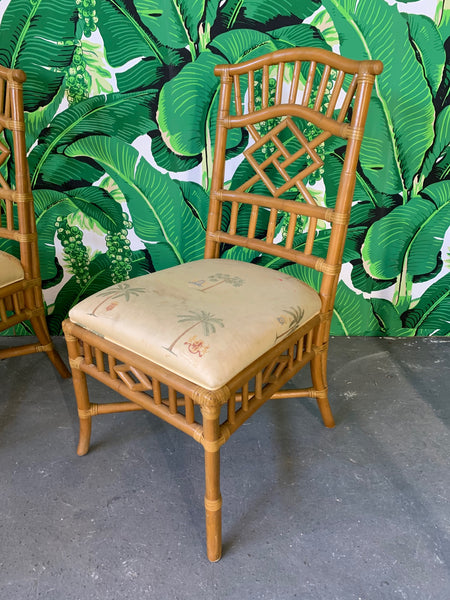 Vintage Rattan Dining Set Table and Four Chairs