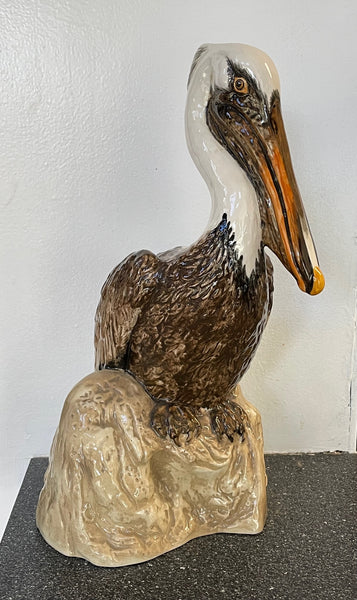 Ceramic Glazed Pelican Statue by Townsend