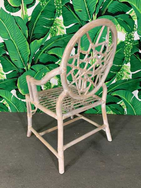 Rattan Cracked Ice Dining Chairs in the Manner of McGuire rear view