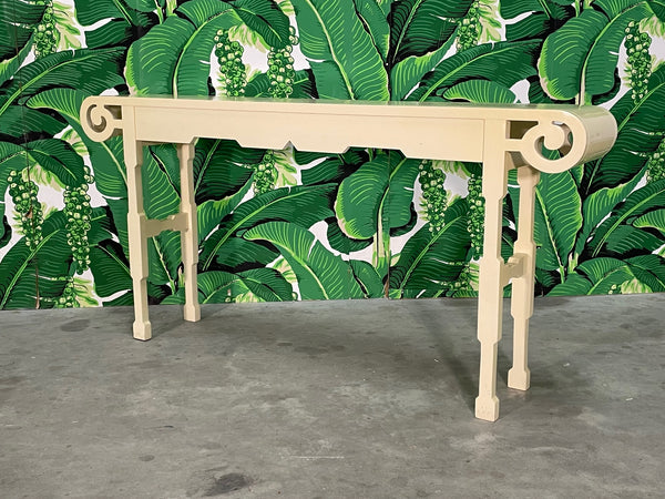 Neoclassical Revival Scroll Top Console Table