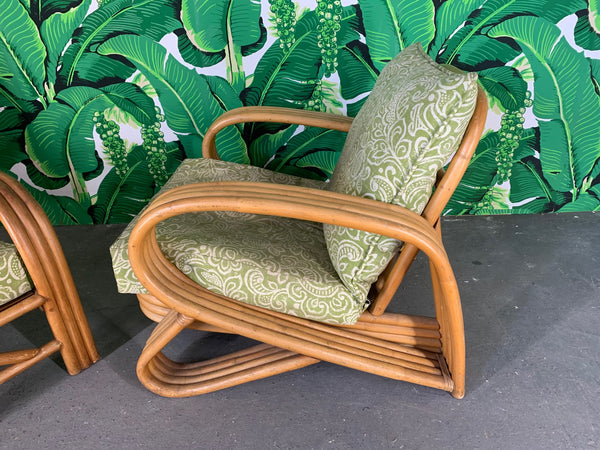 Pair of Rattan Paul Frankl Style Lounge Chairs side view