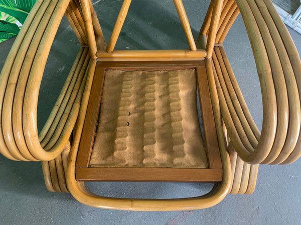 Pair of Rattan Paul Frankl Style Lounge Chairs