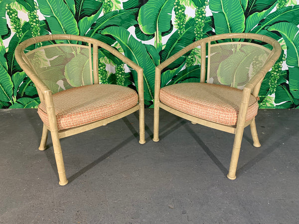 Faux Bamboo Metal Patio Chairs by Meadowcraft front view