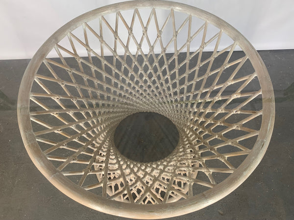 Woven Rattan Sculptural Dining Table close up