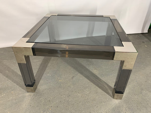 Smoked Lucite and Chrome Coffee Table by Jonathan Adler front view