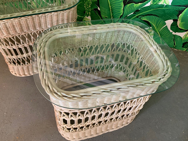 Woven Rattan and Wicker End Tables top view