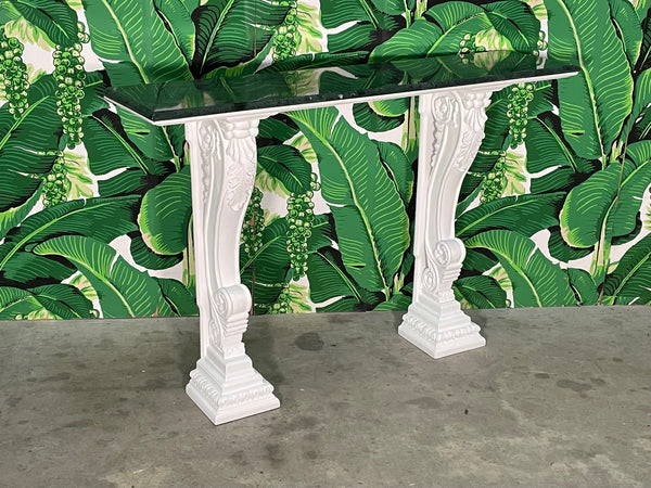 Louis XVI Style Hand Carved Marble Top Console Table