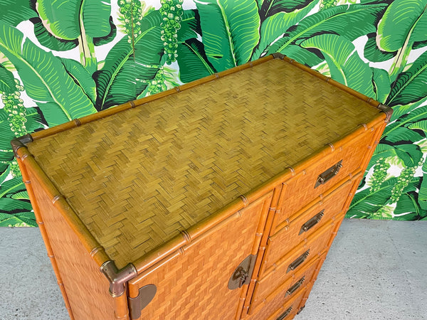 Chinoiserie Faux Bamboo and Parquetry Campaign Gentleman's Dresser