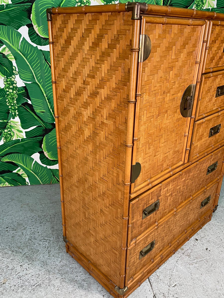 Chinoiserie Faux Bamboo and Parquetry Campaign Gentleman's Dresser