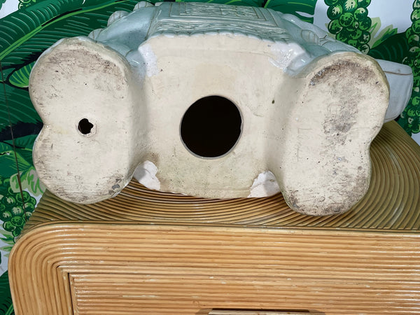Ceramic Chinoiserie Elephant Garden Stool With Trunk Up