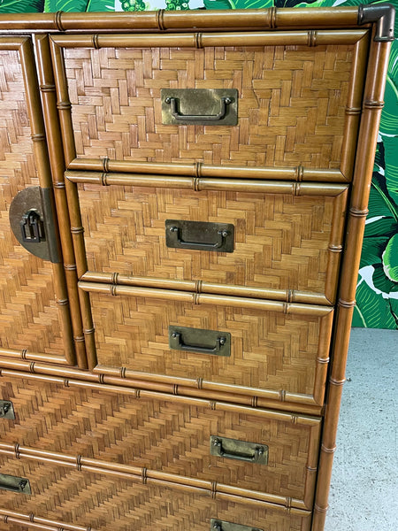 Chinoiserie Faux Bamboo and Parquetry Campaign Gentleman's Dresser