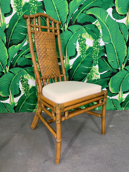 Bamboo Pagoda Dining Chairs by McGuire, Set of Six side view