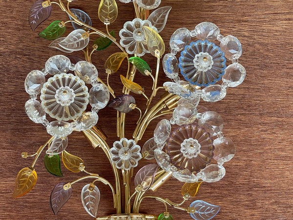 Glass and Brass Flower Sconces by Oswald Haerdtl for J. & L. Lobmeyr