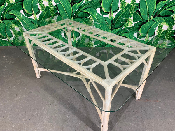 Rattan Glass Top Dining Table top view