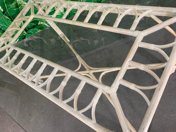 Rattan Glass Top Dining Table close up