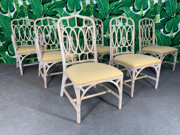 Rattan Loop Back Dining Chairs by Lexington front view