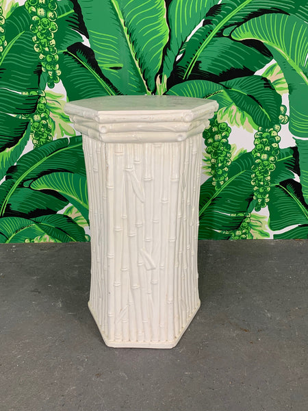 Ceramic Faux Bamboo Plant Stand Pedestal front view