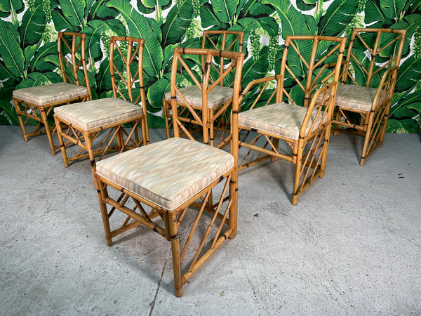Vintage Chevron Rattan Dining Chairs