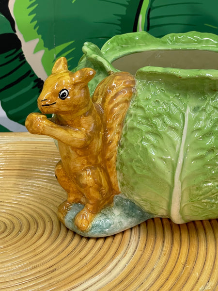 Ceramic Cabbage With Squirrels Cookie Jar by Gloria Vanderbilt