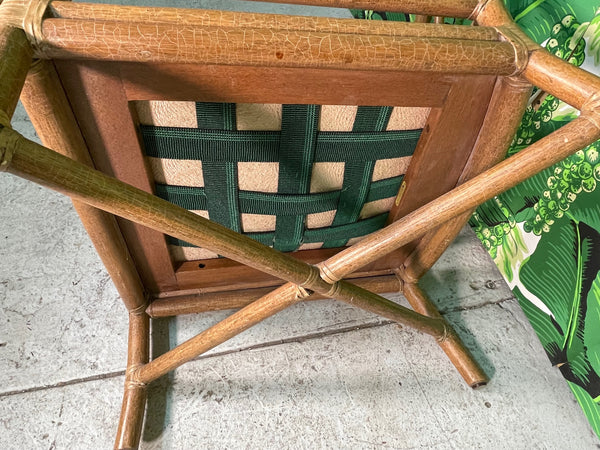 McGuire Rattan Target Back Club Chairs, a Pair
