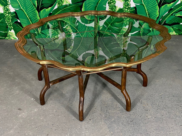 Brass and Glass Tray Top Coffee Table by Baker