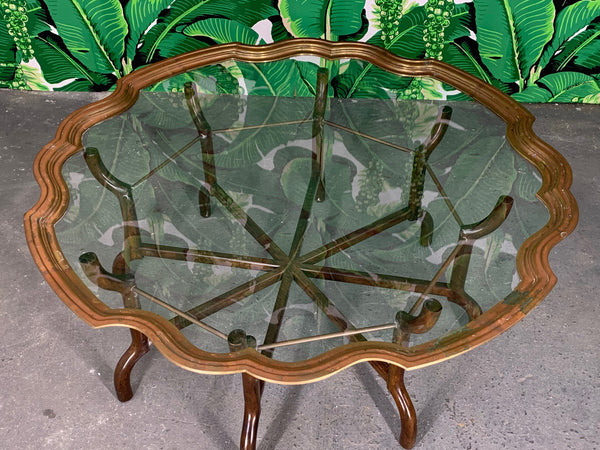 Brass and Glass Tray Top Coffee Table by Baker top view