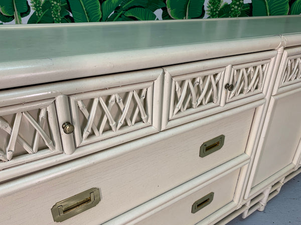 Asian Chinoiserie Style Bamboo Dresser close up