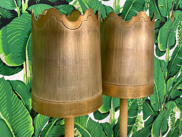 Mid Century Dorothy Draper Style Gold Table Lamps