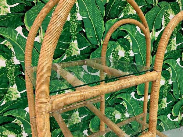 Rattan Wrapped Etagere close up