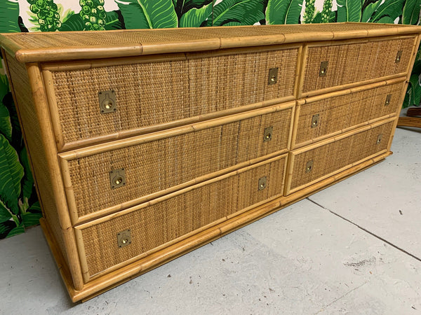Bamboo and Woven Rattan Double Dresser close up