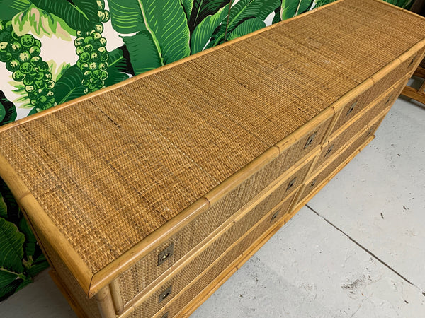 Bamboo and Woven Rattan Double Dresser
