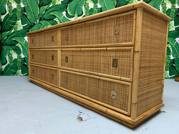 Bamboo and Woven Rattan Double Dresser side view