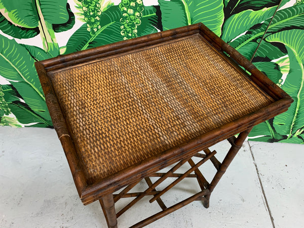 Rattan Wine Rack Tray Table top view