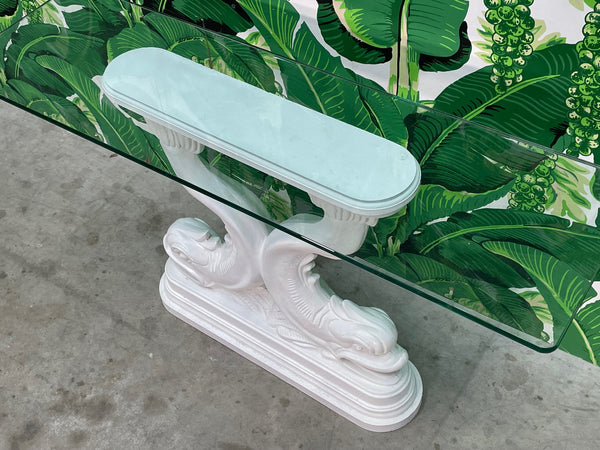 Asian Dolphin Fish Sculptural Console Table