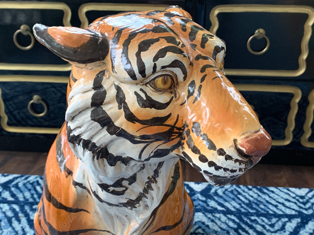 Sold at Auction: LARGE CERAMIC FEMALE TIGER STATUE