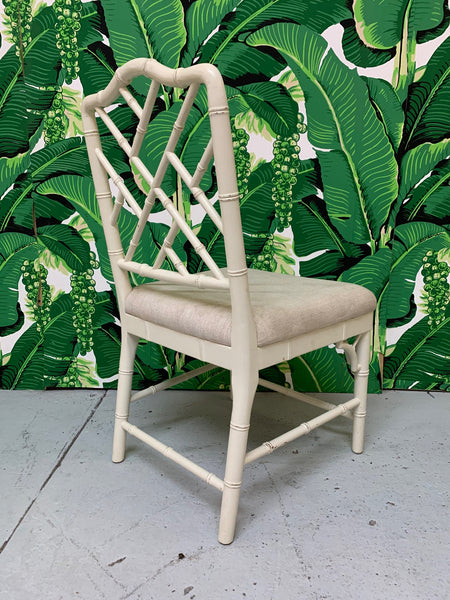 Faux Bamboo Chinese Chippendale Dining Chairs Set of 6