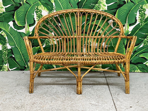 Vintage Rattan Loveseat or Bench, 5 Available