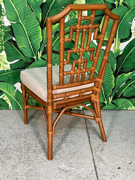 Rattan Dining Chairs in Chinese Chippendale Style, Set of 6